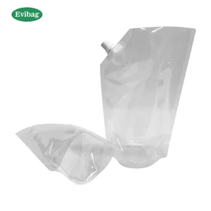 300ML 500ML Wholesale Clear Plastic Stand Up Disposable Bag Drink Juice Water Laundry Liquid Spout Pouch Packaging