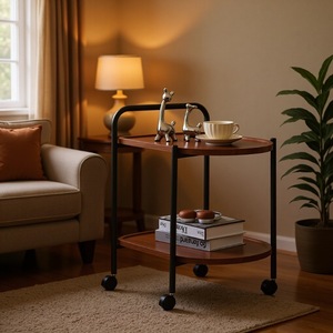 Oval Multi Tier Storage Trolley With Wheels <b>For</b> Living Room <b>Sofa</b> <b>Side</b> <b>Table</b> Coffee <b>Table</b> Movable Storage Shelf - Product Image 2