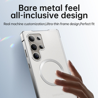 Coque Magnétique avec Cadre en Métal Aluminium et Dos Rigide PC de Protection Militaire pour Samsung Galaxy S25 Ultra S24 Ultra