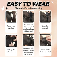Extensions de Cheveux en Queue de Cheval à Enrouler Cheveux Naturels avec Cordon de Serrage Longs Raides Crépus/Ondulés Accessoires