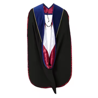2025 noir mat Deluxe robe de graduation de doctorat avec barres de velours pour PhD OEM pour la personnalisation des cérémonies
