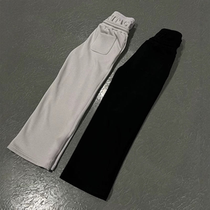 <span class=keywords><strong>Pantalon</strong></span> Baggy Homme Personnalisé Noir Essentiels Coupe Évasée Jambe Large Double Taille en Coton pour Homme - Product Image 2