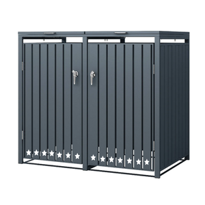 Poubelle à roulettes en acier métal <span class=keywords><strong>pour</strong></span> jardin personnalisée, couvercle de porte double, <span class=keywords><strong>abri</strong></span> poubelle anti-pourriture <span class=keywords><strong>pour</strong></span> poubelle parc - Product Image 5