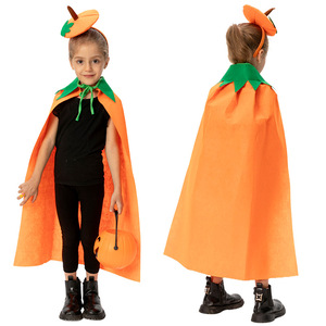 Cape de citrouille d'Halloween pour enfants, costume avec bandeau, déguisement pour fête d'enfants, tenue de cosplay - Product Image 2