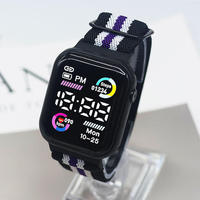 Montre connectée numérique LED électronique à bracelet élastique pour femmes, hommes et enfants, vente en gros d'usine 2025