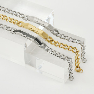 Stainless Steel Men's Cuban Chain Bracelet 18K Gold Titanium Steel Fashion Jewelry Gift For Sale - Product Image 1