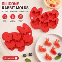 Moule en silicone de qualité alimentaire en forme de lapin, 6 cavités, antiadhésif, flexible, pour chocolat, bonbons, glaçons et décoration de gâteaux