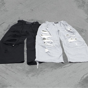 Jogging surdimensionné en coton à taille élastique avec broderie et impression de logo personnalisés, style streetwear, coupe large et ample - Product Image 2