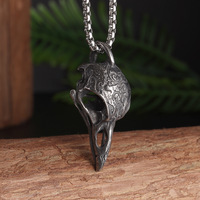 Collier pendentif corbeau sculpté en alliage style Viking nordique, nouvelle chaîne en acier inoxydable, décoration de cou européenne et américaine