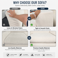 Sofá Seccional Modular Minimalista Beige de 3 Plazas en Forma de L, Sofá Tapizado para Apartamentos, Hoteles y Salas de Estar, Cómodo, Blanco
