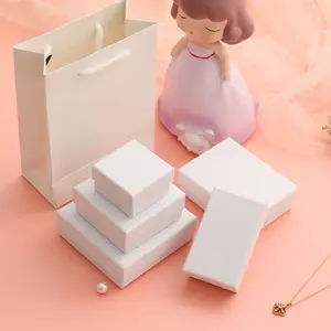 Adesivos personalizados logotipo organizador anel armazenamento exibir caixa de jóias caso branco rosa preto relógio caixa tampa e base papel caixa