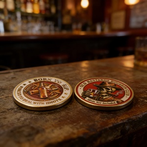 3D Bourbon-thema herdenkingsmunten vintage skelet-stijl metalen challenge coin voor whiskyliefhebbers verzamelobject groothandel - Product Image 1