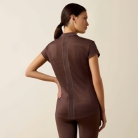 Camiseta de equitación de rendimiento reciclado con manga corta, malla transpirable y ventilación lateral, ligera, para mujer