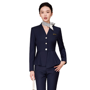 Women's Grey Suit Set Three Quarter Sleeve Anti-Wrinkle Formal Wear For Hotel Receptionists Jewelry Store Beauty Salon Staff - Product Image 5