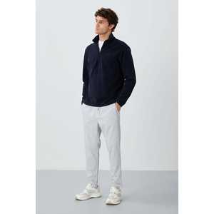 Pantalon de survêtement pour homme gris texturé, coupe standard, 100% coton, tissu éponge français respirant, 82154 - Product Image 4