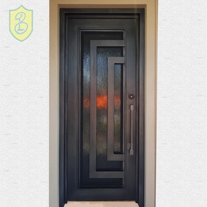 Porte d'entrée principale moderne en fer forgé, design à une seule porte, étanche, ouverture manuelle, surface finie - Product Image 4