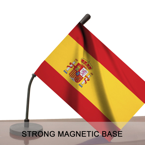 Bandera de coche de España con base magnética y asta de bandera flexible de países nacionales españoles ES para capó de coche Bagetu - Product Image 4