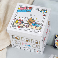 Emballage de snack de dessin animé boîte en carton ondulé personnalisée boîte-cadeau d'anniversaire pour enfants couvercle de grande taille éponge à motif imprimé
