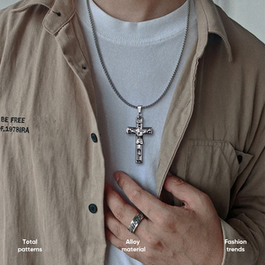 亜鉛合金クロスペンダントネックレス（男女兼用） |   洗礼、堅信礼、日常着に最適なユニセックスの宗教ギフト - Product Image 3