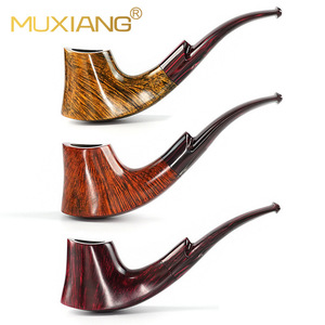 Muxiang Wooden Smoking Pipe Bent Type Briar Wood Tobacco Pipe 3mm Filter Men's Gift Set - Product Image 1