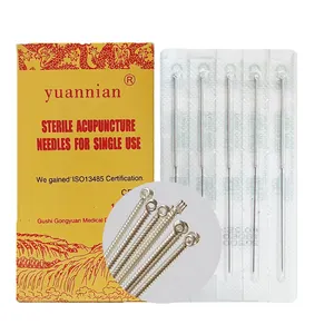 YUAN NIAN 100 PCS/Box Elongated Needle Painless Stainless Steel Needle Acupuncture Needle Silver Handle