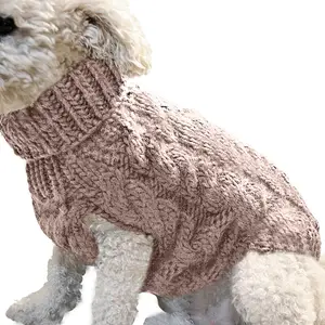 개와 고양이를위한 겨울 따뜻한 순수한 양모 단색 부드러운 강아지 새끼 고양이 높은 칼라 애완 동물 스웨터