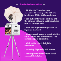 Trípode Estable para Cabina de Fotos, Carcasa Metálica con Espacio para Impresora, Pantalla Táctil de 21.5 Pulgadas, Carcasa para Cabina de Fotos con Cámara DSLR para Bodas