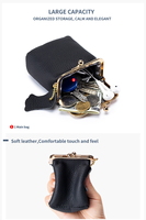 Porte-monnaie vintage en cuir véritable avec fermeture à fermoir, mini sac de rangement pour rouge à lèvres, petite pochette portable pour écouteurs et cartes