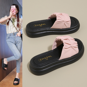 Sandales plates respirantes pour femmes, pour l'été, la plage et les sorties quotidiennes, pantoufles décontractées avec plateforme - Product Image 3