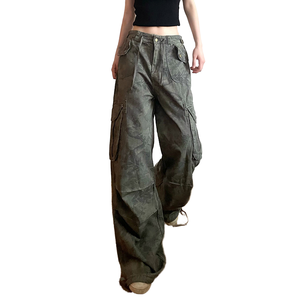Triveers Women High Waist Cargo <b>Pants</b> Loose Fit Full Length Canvas Trousers With Pockets Utility Style Autumn Wear For Woman's - Product Image 1
