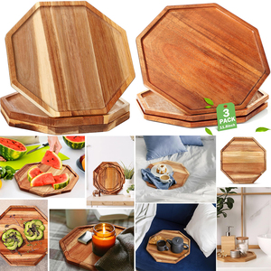 ถาดเสิร์ฟไม้กระถินณรงค์ รูปทรงแปดเหลี่ยม สำหรับขนมปัง ผลไม้ จานตกแต่งขนาดใหญ่ ถาดชีส ชาร์กูเตอรี จานเสิร์ฟอาหาร - Product Image 4