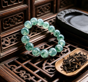 Bracelet en perles de jade naturel authentique, motif fleur flottante, couleur vert jadeite haute qualité, jade <span class=keywords><strong>Dulong</strong></span>, cadeau unisexe pour toutes les occasions - Product Image 6