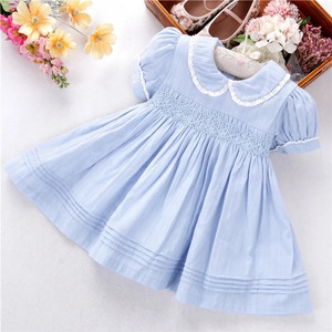 Vendita calda Smocked ragazza vestito Boutique vestiti per bambini fatti a mano estate natale <span class=keywords><strong>abiti</strong></span> in cotone Smocked - Product Image 1