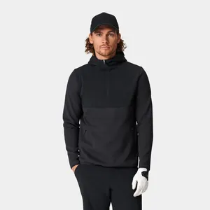 Logotipo personalizado 1/4 Quarter Zip Collar Preto Impermeável Leve Atlético Anti-Rugas Desempenho Golf Hoodie para Homens