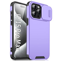 Coque de téléphone antichoc 2-en-1 avec objectif de caméra coulissant en TPU+PC, design luxueux, ajustement parfait à 100% pour iPhone 15 Pro Max