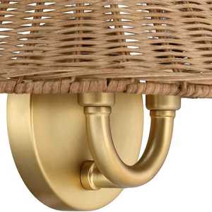 Appliques murales d'extérieur avec cadre en rotin et abat-jour en <span class=keywords><strong>fibre</strong></span> de bois et algues, télécommande, douille E26 pour salle à manger - Product Image 5