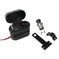 MOLANGDAO Allume-cigare de moto, chargeur de téléphone portable, étanche, rapide, avec horloge numérique, affichage numérique, quatre-en-un, USB, navigation, ABS