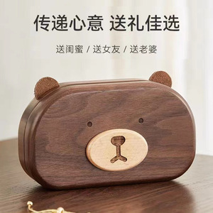 Solid Wood Jewelry Box Oval Shape With Lids For <b>Rings</b> Necklaces Portable <b>Storage</b> Europe And America Style - Product Image 3