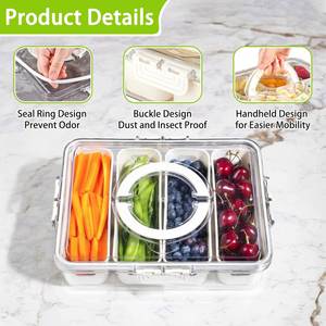 Contenedor de Verduras para Cocina, 4 Compartimentos, Transparente, Blanco, Moderno, Caja de Almacenamiento de Alimentos, Colador, Material PP+PET Moldeado por Inyección, para Mantener la Frescura - Product Image 2
