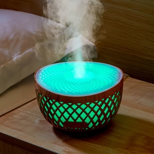 Diffuseur d'arômes ultrasonique portable mini USB 320 ml, nouveau design grain de bois, ultra-silencieux, lumière LED 7 couleurs, purificateur d'air de bureau, vente en gros - Product Image 1