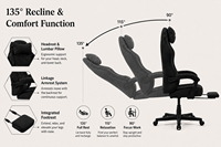 Chaise de jeu noire à dossier haut, pivotante et inclinable, pour ordinateur, jeux, esports et bureau à domicile