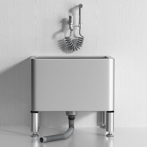 Évier de service commercial en acier inoxydable 304 noir nano, monté au sol, robuste, calibre 18, pour hôtel - Product Image 5