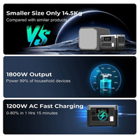 Generador Solar de Respaldo para el Hogar de 1536 Wh, Estación de Energía Portátil de 1800 W, Fuente de Alimentación de Emergencia con Función UPS para Cortes de Energía