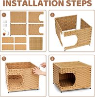 Maison pour chat d'intérieur, lit pour chat en osier avec coussin doux double face, lit pour animal de compagnie décoratif tissé à la main