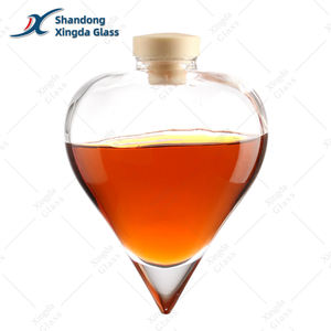 Bouteille en verre personnalisée <span class=keywords><strong>de</strong></span> haute qualité 500 ml pour spiritueux, vodka, whisky, <span class=keywords><strong>rhum</strong></span>, liqueur, avec bouchon en liège, tequila, gin super flint, bouteille en forme <span class=keywords><strong>de</strong></span> cœur - Product Image 3