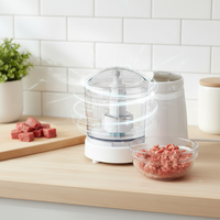 Hachoir à viande électrique compact 120W avec bol AS de 350 ml, dispositif de sécurité et pieds antidérapants pour cuisine domestique
