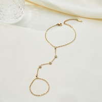 Bracelet Chaîne de Main Tendance en Acier Inoxydable, Étanche, Résistant au Ternissement, Incrusté de Zircons, Bijou pour Femme