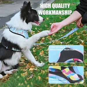 OKKPETS OEM/ODM Harness Dog Bandana Bows Pet Collar Dog Chest Custom Logo Printing Dog Harness Set