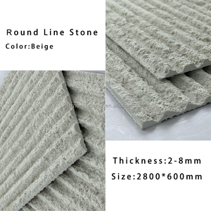 Azulejo de chapa de piedra flexible de diseño moderno MCM, pared de piedra de línea redonda impermeable para decoración interior de hoteles y escuelas - Product Image 3