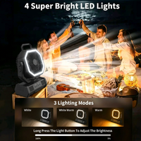 Ventilateur de camping électrique portable rechargeable 20000 mAh avec lumière LED, oscillation automatique, télécommande et batterie externe USB Type-C